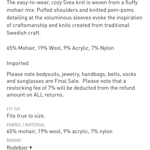 ❤️Rodebjer Mohair Puffy Shoulder Poms - Sold Out - Picture 5 of 6